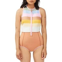 Billabong 1mm Sol Sistah Shorty Spring Wetsuit In Paradise Stripe