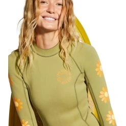 Billabong 2mm Spring Fever Long Sleeve Springsuit In Split Pea