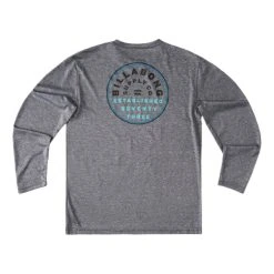 Billabong Boys Roto Loose Fit Long Sleeve Rash Guard In Grey Heather