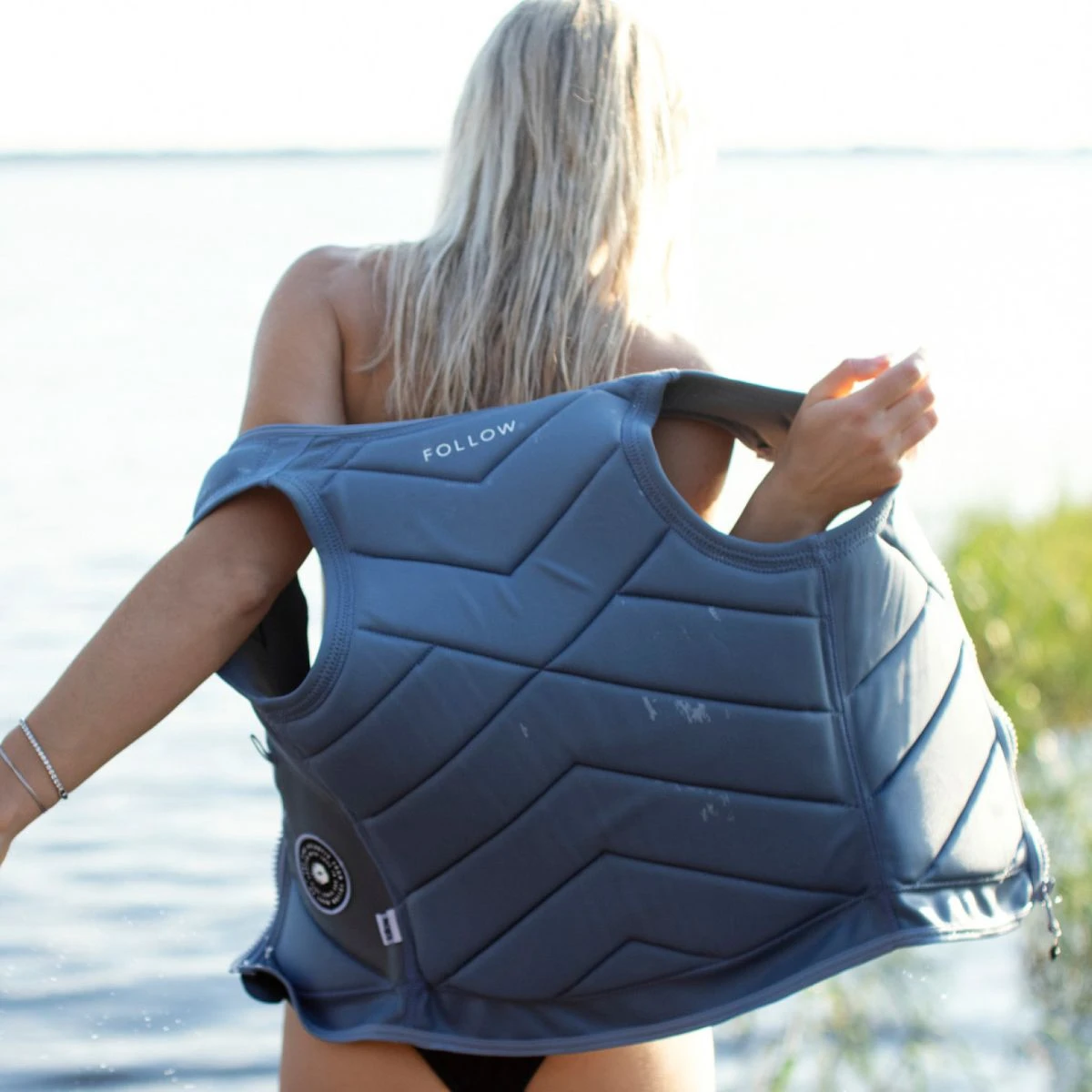 Follow Atlantis Ladies Comp Wake Vest In Ash/Blue - Image 5