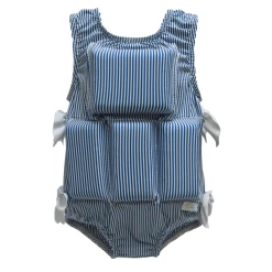 My Pool Pal Girl's Flotation Swimsuit Blue Seersucker