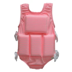 My Pool Pal Girl's Flotation Swimsuit Coral Seersucker