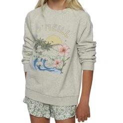 O'Neill Girls Lillia Oversized Pullover In Heather Grey