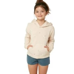 O'Neill Girls Scobie Printed Hooded Pullover In Vanilla Cream