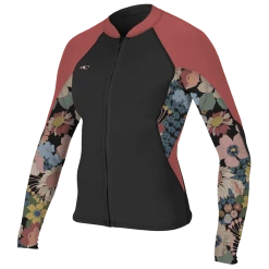 O'NEILL WETSUITS O'Neill Women's Bahia 1.5mm Full Zip Jacket In Black/Twiggy/Tea Rose