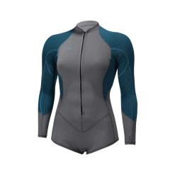 O'NEILL WETSUITS O'Neill Women's Blueprint FZ L/S Surf Suit In Graphite/Blue Haze