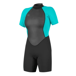 O'NEILL WETSUITS O'Neill Women's Reactor-2 2mm BZ SS Spring Wetsuit In Black/Aqua
